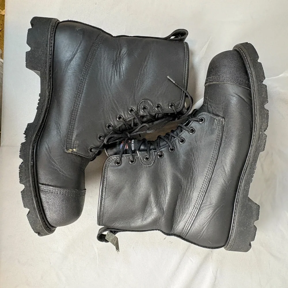 Weinbrenner USA Mens Vtg  Fire Fighting Workwear Black Leather Boots 11W Grunge